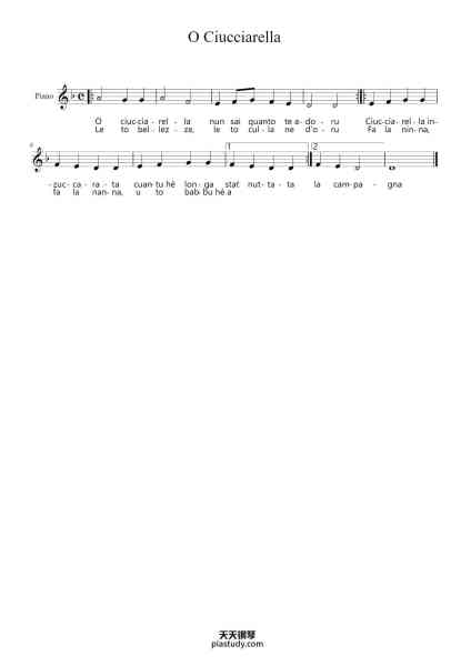 “O Ciucciarella”钢琴谱-Misc tunes-免费下载-天天钢琴