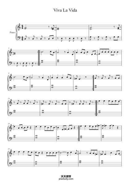 “Viva La Vida”钢琴谱-Coldplay-免费下载-天天钢琴