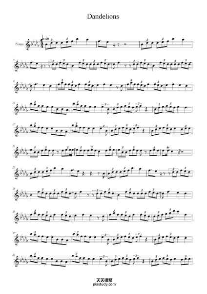 “Dandelions”钢琴谱-Kent Rhigel Andrade-免费下载-天天钢琴