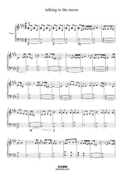 “talking to the moon”钢琴谱-Bruno Mars-免费下载-天天钢琴