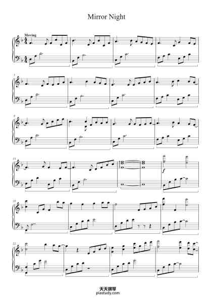 “Mirror Night”钢琴谱-Vanros Kloud (V.K.克)
Arr. Dylan Rowe-免费下载-天天钢琴