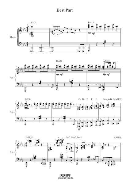 “Best Part”钢琴谱-Daniel Caesar & H.E.R.
Version: J. Collier, D. Caesar
Transcription: Felix B.
-免费下载-天天钢琴