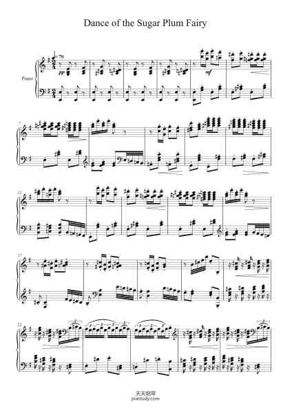 “Dance of the sugar plum fairy”钢琴谱-Pyotr Ilyich Tchaikovsky-免费下载-天天钢琴