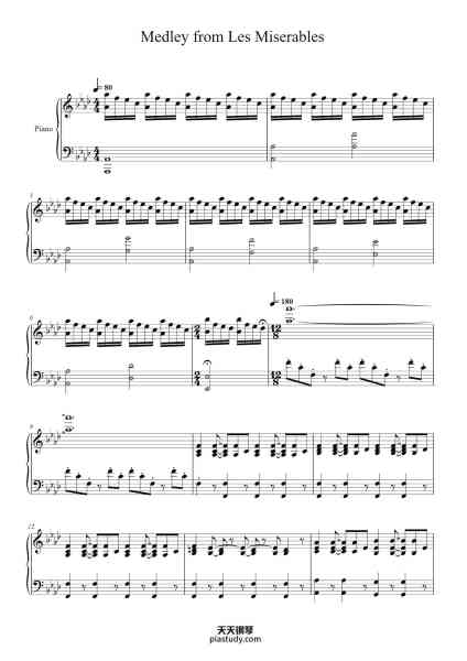 “Medley from Les Miserables”钢琴谱-Arr. Ed Lojeski-免费下载-天天钢琴