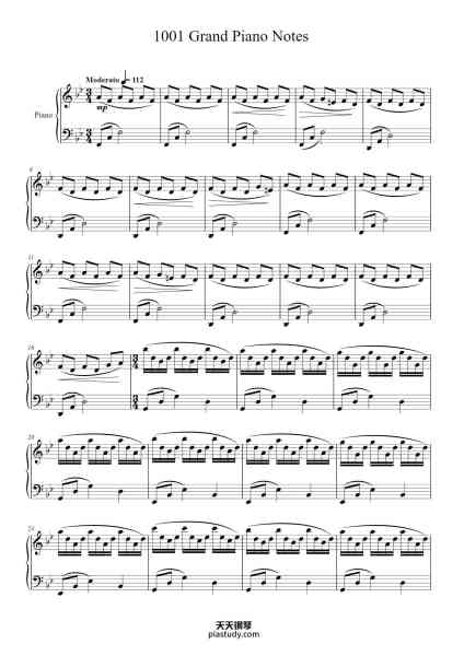 “1001 Grand Piano Notes”钢琴谱-Quinvy Fayes-免费下载-天天钢琴