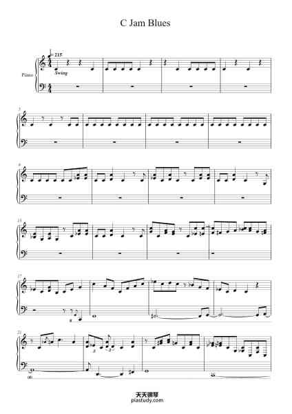“C Jam Blues”钢琴谱-Oscar Peterson-免费下载-天天钢琴