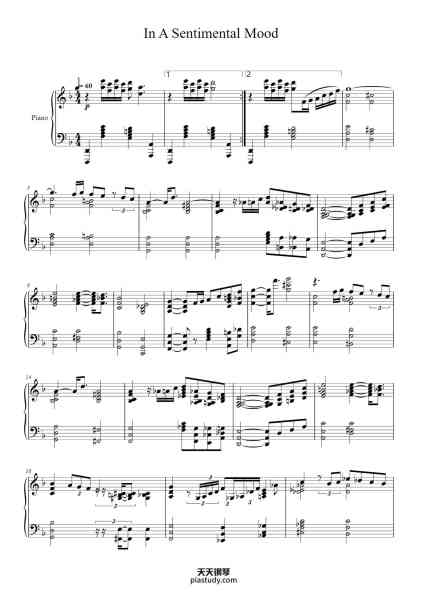 “In A Sentimental Mood”钢琴谱-Duke Ellington-免费下载-天天钢琴