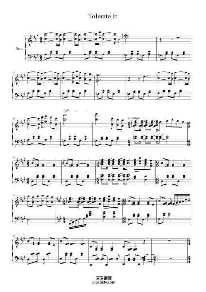 “Tolerate It”钢琴谱-Taylor Swift, Aaron Dessner
arr. Karina DePiano / Eleanor Glynn (Musescore)-免费下载-天天钢琴