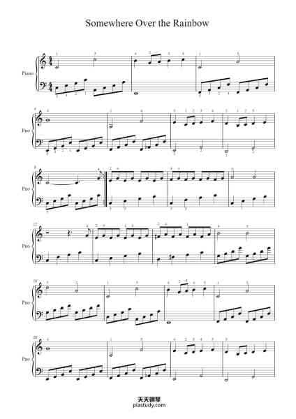 “Somewhere Over the Rainbow”钢琴谱-Israel Kamakawiwo'ole-免费下载-天天钢琴