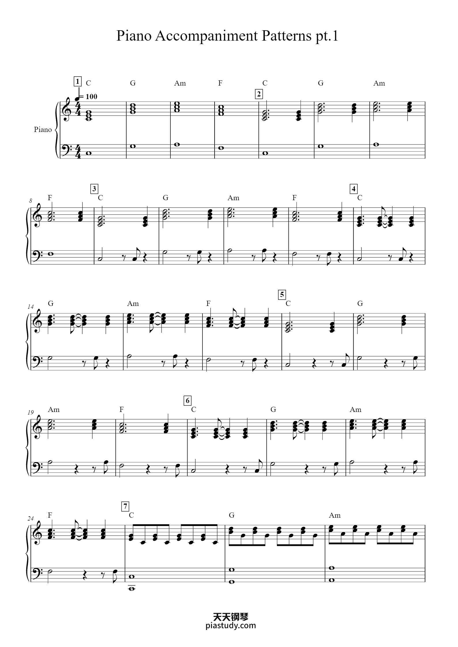 Piano Patterns pt.1钢琴谱 Quenstal Willmann free piano