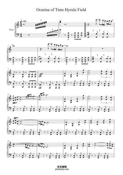 “Ocarina of Time Hyrule Field”钢琴谱-Koji Kondo-免费下载-天天钢琴