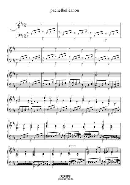“Canon in D Major”钢琴谱-Johann Pachelbel-免费下载-天天钢琴