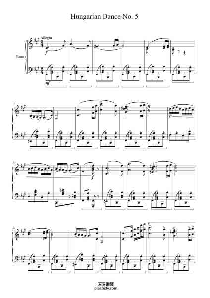 “Hungarian Dance No. 5 in F♯ Minor”钢琴谱-Vincent-免费下载-天天钢琴