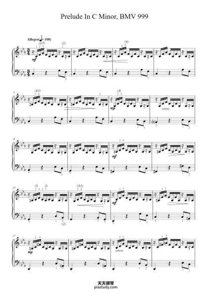 “Prelude in C Minor, BWV 999”钢琴谱-Johann Sebastian Bach
BWV 999-免费下载-天天钢琴