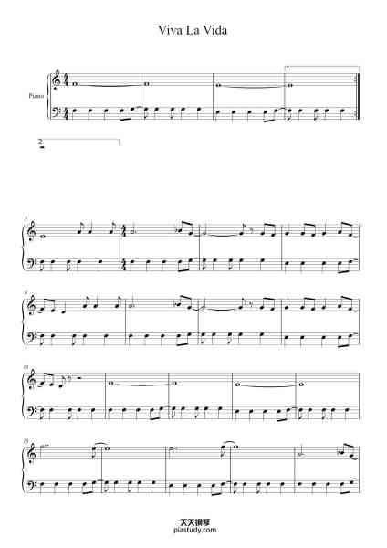 “Viva La Vida”钢琴谱-Coldplay-免费下载-天天钢琴
