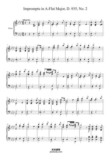 “Impromptu in A-Flat Major, D. 935, No. 2”钢琴谱-Franz Schubert-免费下载-天天钢琴