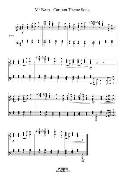 “Mr Bean - Cartoon Theme Song”钢琴谱-Composed by Howard Goodall-免费下载-天天钢琴