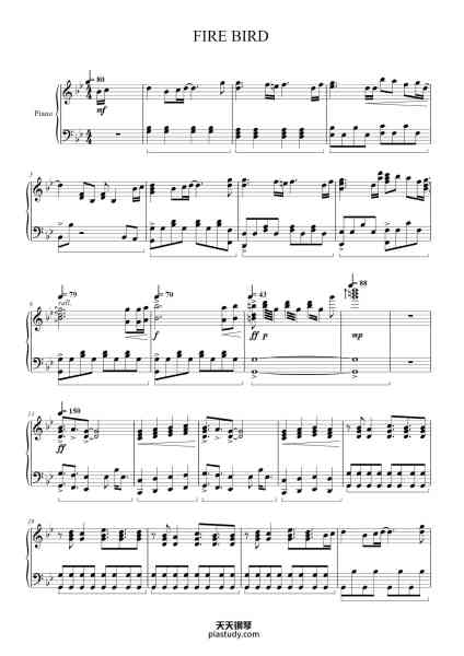 “FIRE BIRD”钢琴谱-Composer: Agematsu Noriyasu Arranger: Fujinaga Ryutaro-免费下载-天天钢琴