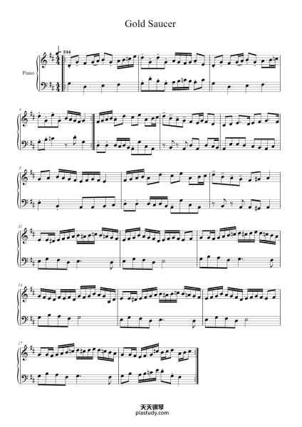 “Gold Saucer from Final Fantasy VII”钢琴谱-Nobuo Uematsu-免费下载-天天钢琴