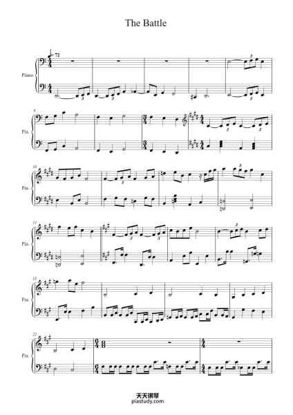 “The Battle”钢琴谱-Harry Gregson-Williams.-免费下载-天天钢琴