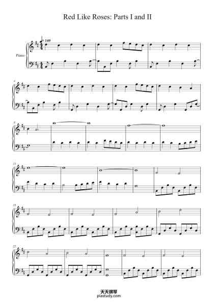 “Red Like Roses: Parts I and II”钢琴谱-Original Composition by Jeff Williams-免费下载-天天钢琴