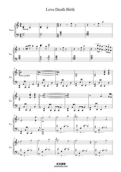 “Love Death Birth”钢琴谱-Carter Burwell-免费下载-天天钢琴