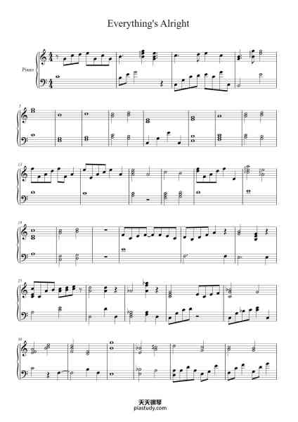 “Everything's Alright”钢琴谱-Laura Shigihara-免费下载-天天钢琴
