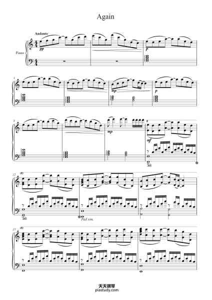 “Again”钢琴谱-Masaru Yokoyama
Arr. Fonzi M-免费下载-天天钢琴