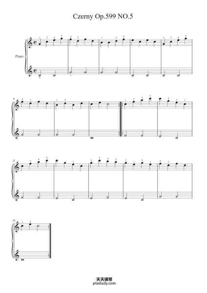 “Czerny Op.599 NO.5”钢琴谱-Czerny -免费下载-天天钢琴
