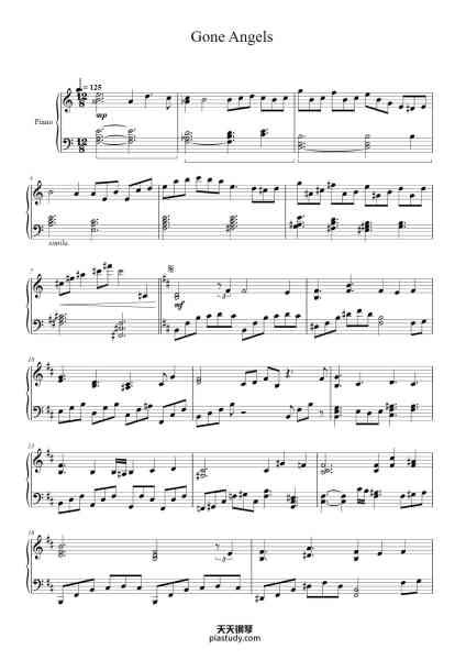 “Gone Angels”钢琴谱-Mili-免费下载-天天钢琴