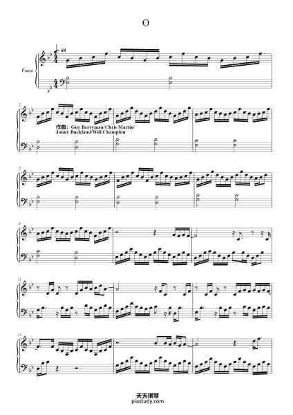 “O-Coldplay”钢琴谱-Guy Berryman/Chris Martin/Jonny Buckland/Will Champion-免费下载-天天钢琴