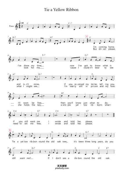 “Tie a Yellow Ribbon”钢琴谱-Irwin Levine, L.Russell Brown,-免费下载-天天钢琴