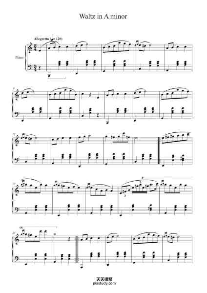 “Waltz in A Minor, B. 150”钢琴谱-Frederic Chopin-免费下载-天天钢琴