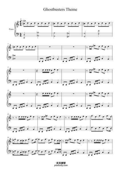 “Ghostbusters Theme”钢琴谱-Ray Parker Jr.-免费下载-天天钢琴
