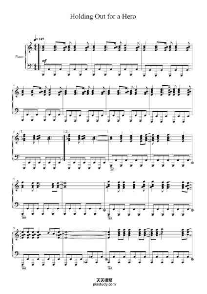 “Holding Out for a Hero”钢琴谱-Bonnie Tyler-免费下载-天天钢琴