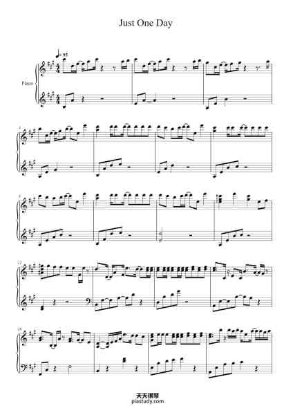 “Just One Day”钢琴谱-arr. By Lee-Daniel Tran-免费下载-天天钢琴