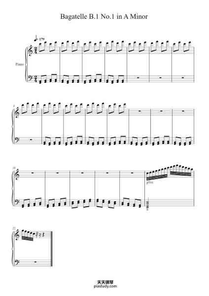 “Bagatelle in A Minor, WoO 59, "Für Elise"”钢琴谱-Zipi-免费下载-天天钢琴