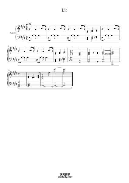 “Lit”钢琴谱-Arranged and Transcribed by Kevin Lin Composed by Kensuke Ushio-免费下载-天天钢琴