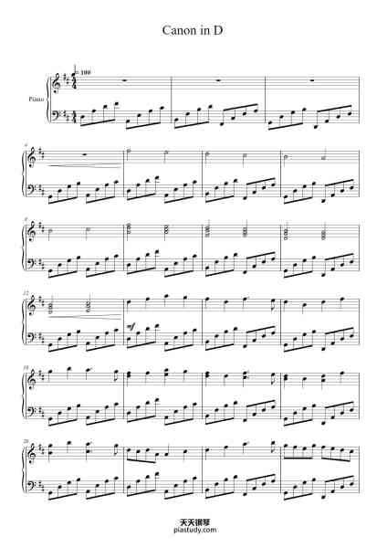 “Canon in D”钢琴谱-Johann Pachelbel-免费下载-天天钢琴