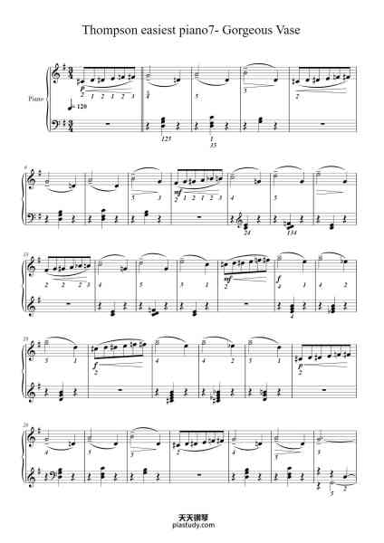 “Thompson easiest piano7- Gorgeous Vase”钢琴谱-John Thompson-免费下载-天天钢琴