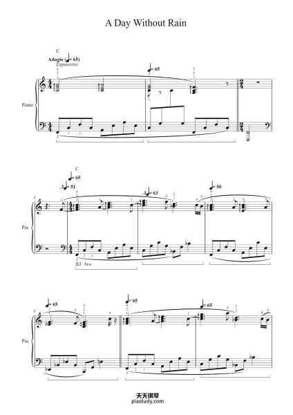 “A Day Without Rain”钢琴谱-arr. Musikscores-免费下载-天天钢琴