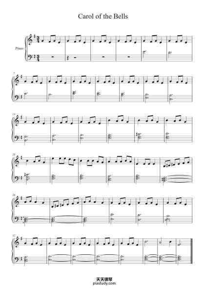 “Carol of the Bells”钢琴谱-Leontovich, Mykola-免费下载-天天钢琴