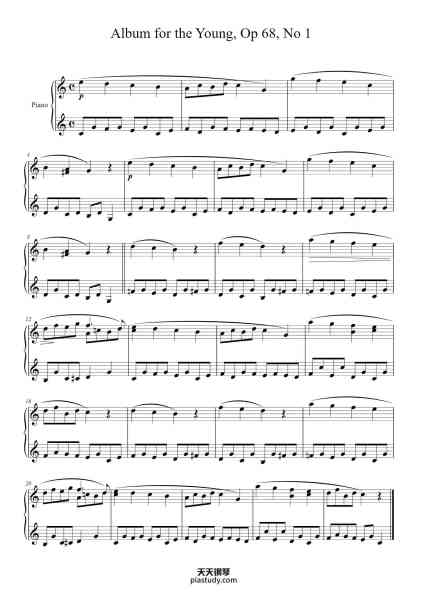 “Album for the Young, Op 68, No 1”钢琴谱-Robert Schumann-免费下载-天天钢琴