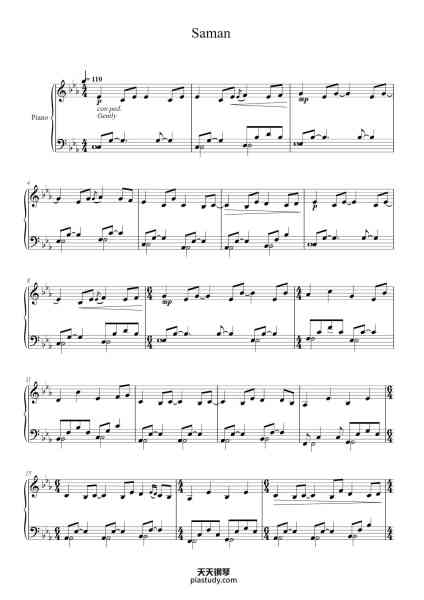 “Saman”钢琴谱-Ólafur Arnalds-免费下载-天天钢琴