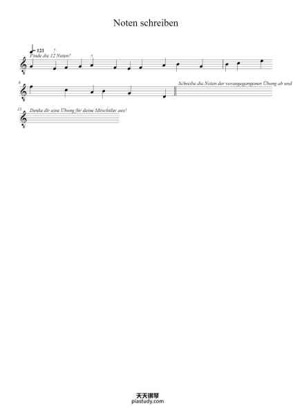 “Noten schreiben”钢琴谱-Misc tunes-免费下载-天天钢琴