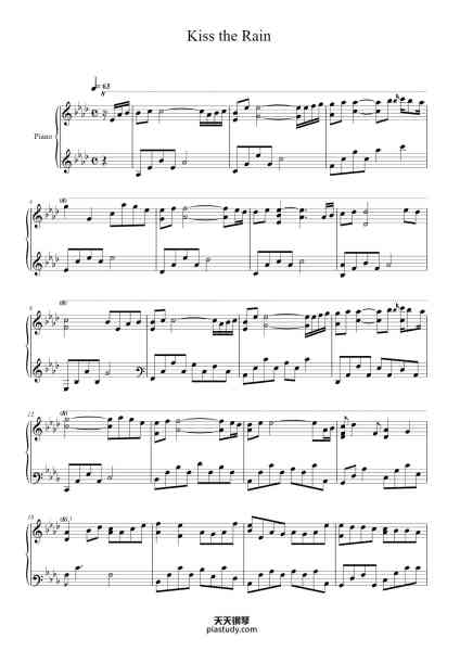 “Kiss the Rain”钢琴谱-Yiruma-免费下载-天天钢琴