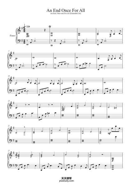 “An End, Once and For All”钢琴谱-Arranged by Daniel Ward-免费下载-天天钢琴