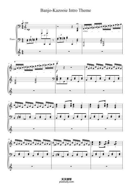 “Banjo-Kazooie Intro Theme”钢琴谱-Composed by Grant Kirkhope Arranged by The Video Game Pianist Transcribed by Bryce Poindexter-免费下载-天天钢琴