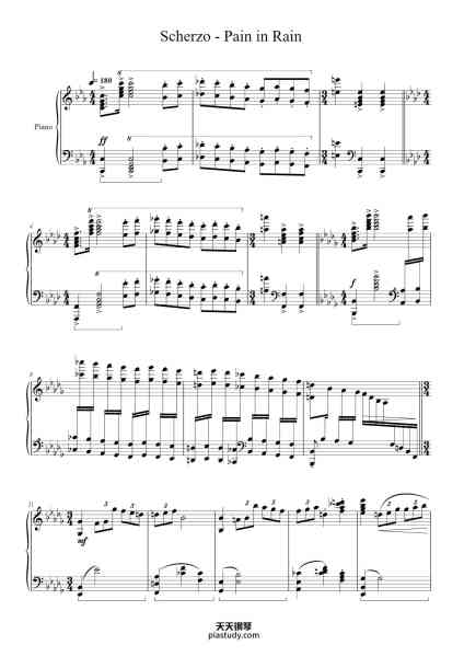 “Scherzo - Pain in Rain”钢琴谱-Xi vs. Ice-免费下载-天天钢琴