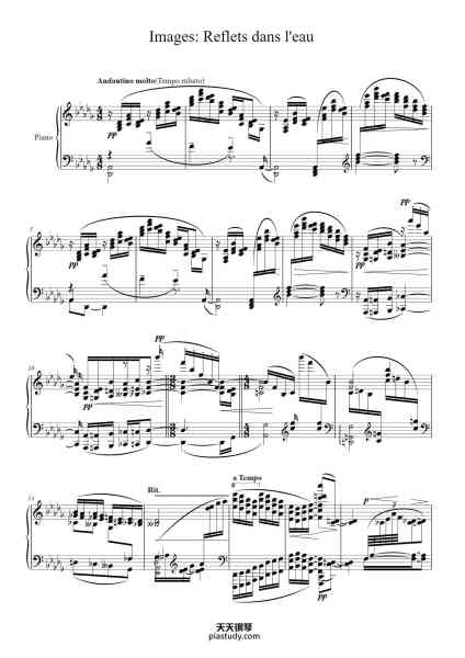 “Images, Book 1: Reflets dans l'eau”钢琴谱-C. Debussy-免费下载-天天钢琴